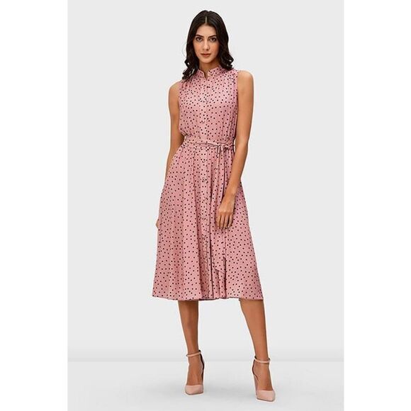 ✨Eshakti Polka Dot Print Crepe Elastic Waist Shirtdress✨ - Picture 2 of 5